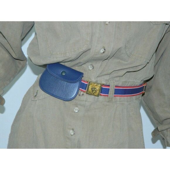 Vintage I. Magnin Dress Brown Green Khaki Utility Cargo Coverall Dress Size  S/M - Picture 3 of 11